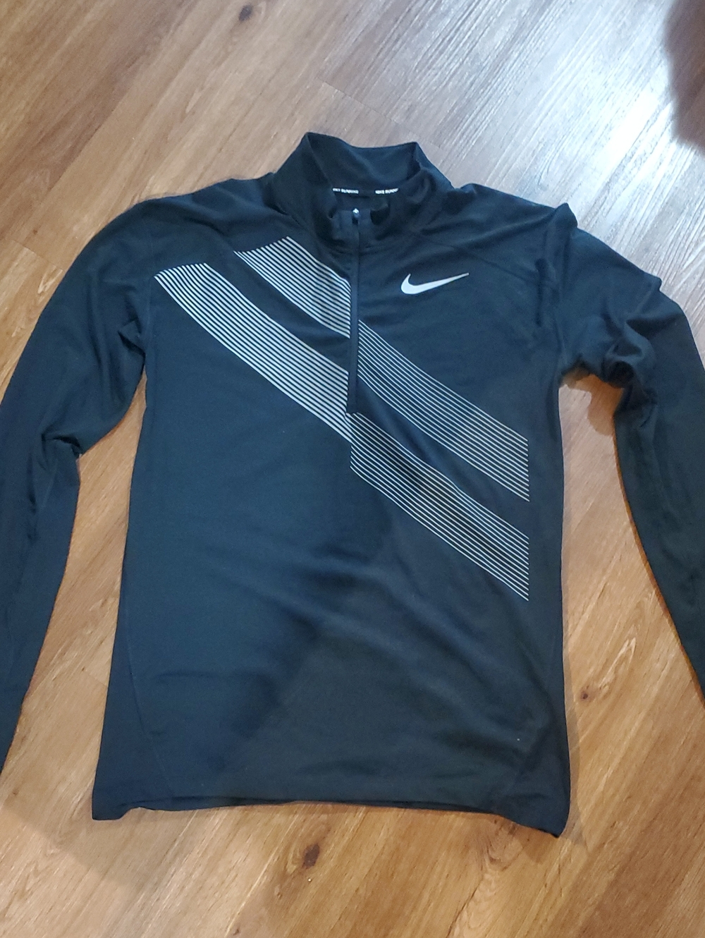 Nike Black Women's Half-Zip Performance Top with Gray Stripe